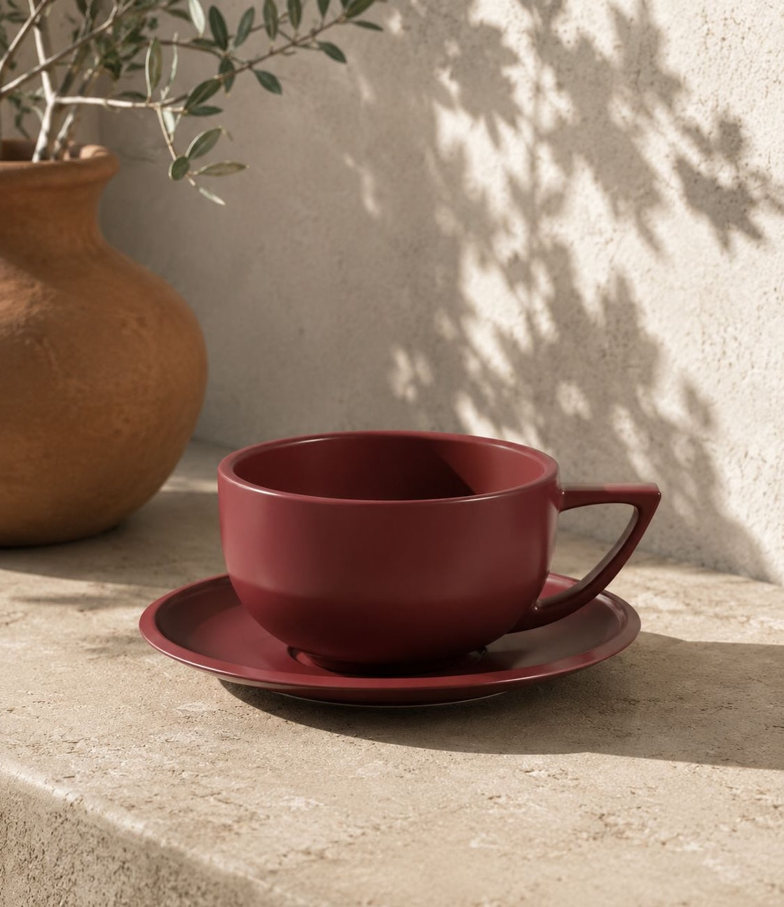 Picture of a ceramic cup on top of stone slab