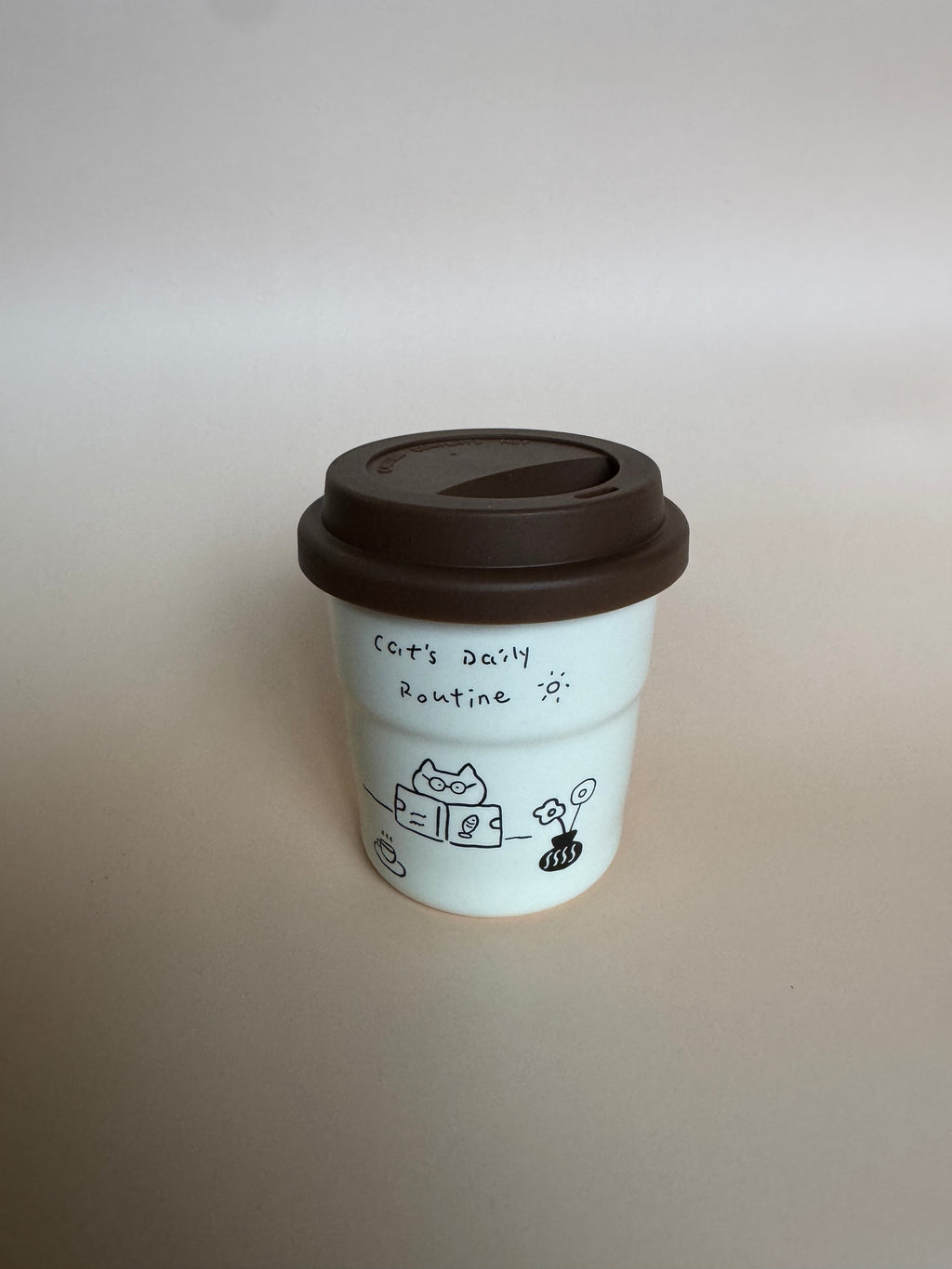 Cat’s Daily Routine Ceramic Cup – 250ml with Lid